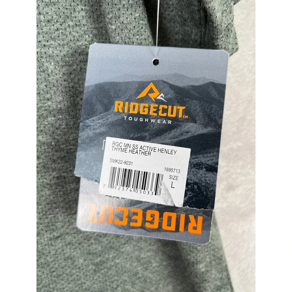 Ridgecut Toughwear Mens Active Henley Shirt Green Large Olive Work SMK22-9231